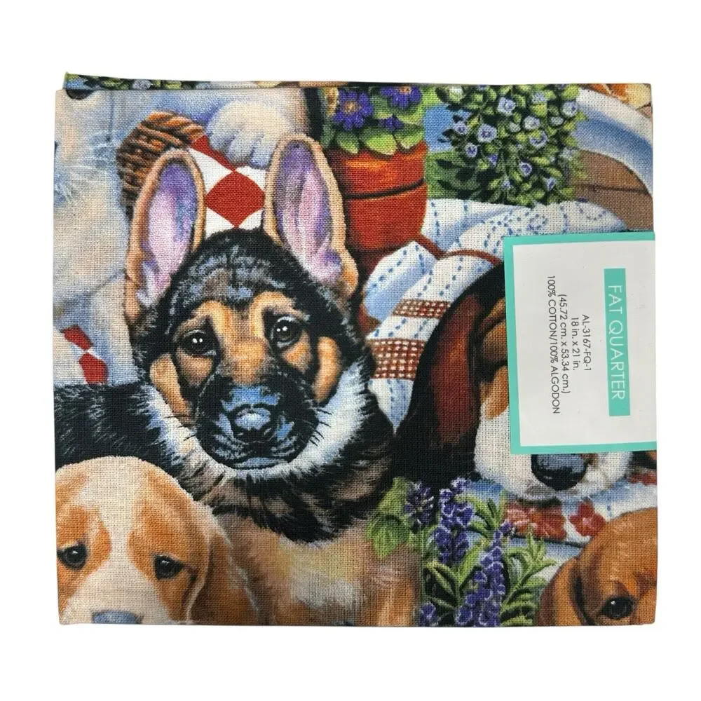 Baby Puppies Puppy Dog Print 100% Cotton Fat Quarter Quilting‎ Fabric Lot of 6